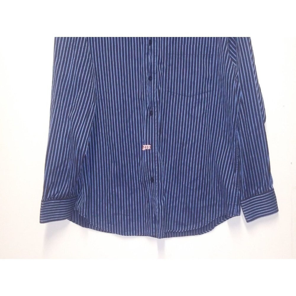 Bugatchi Uomo Men's Long Sleeve Button Down Shirt Size L blue striped EUC - Picture 4 of 8